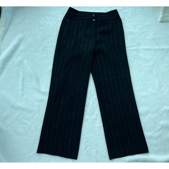 Jones‎ New York Black Dress Suit Pants W/Blue Pin Stripes Size 8 Womens - Picture 1 of 9